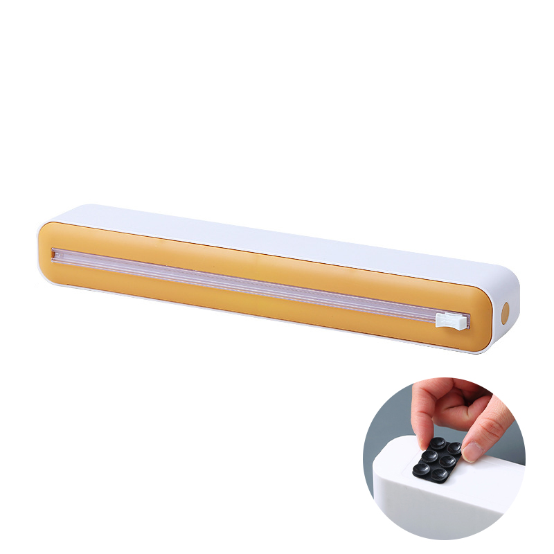 Dispensador magnético de Film para alimentos, caja de almacenamiento con cortador, papel de aluminio, cortador de Film elástico, accesorios de cocina, novedad: plum