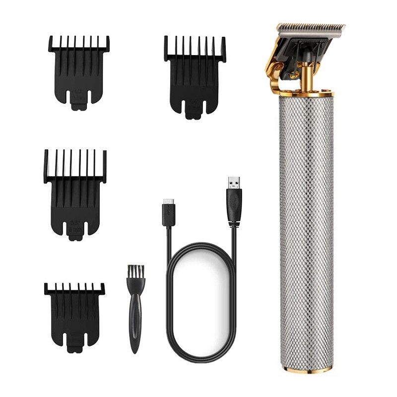 Pro li hair trimmer bald electric hair clipper face body haircutting machine edge lining outlining rechargeable: Silver