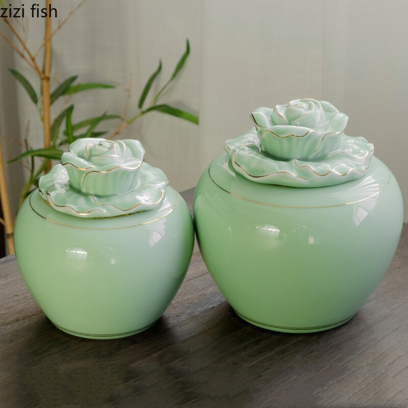 Large Tea Tin Ceramic Airtight Jar Tea Caddy Moisture-proof Tea Box Tea Container Tea Organizer Storage Tank Storage Box Tea Can