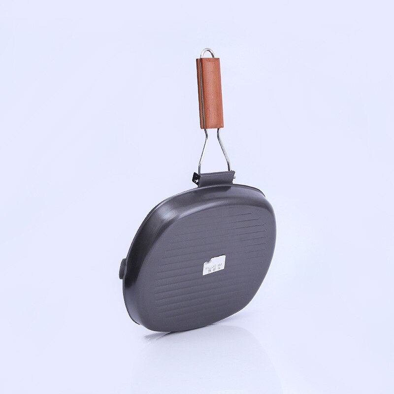 Poêle à Steak en fonte Non collante avec poignée en bois, poêle pliable et Portable, 20-28cm,