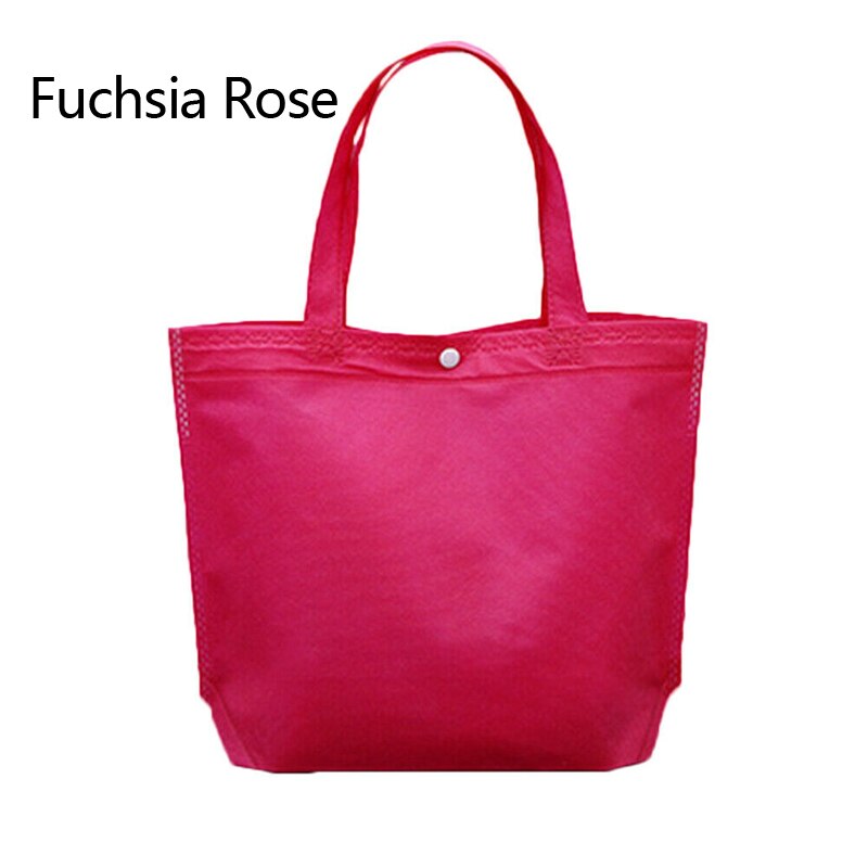 Shoulder Shopping Bag Foldable Reusable Grocery Bags Food Organizer Vegetables Bag Non Woven Fabric: Fuchsia Rose