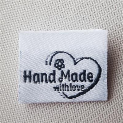 Etiquetas hechas a mano para juguetes, Etiquetas bordadas, no se decolora, bolsa de tela hecha a mano con etiqueta de amor, 100 Uds.: Blanco