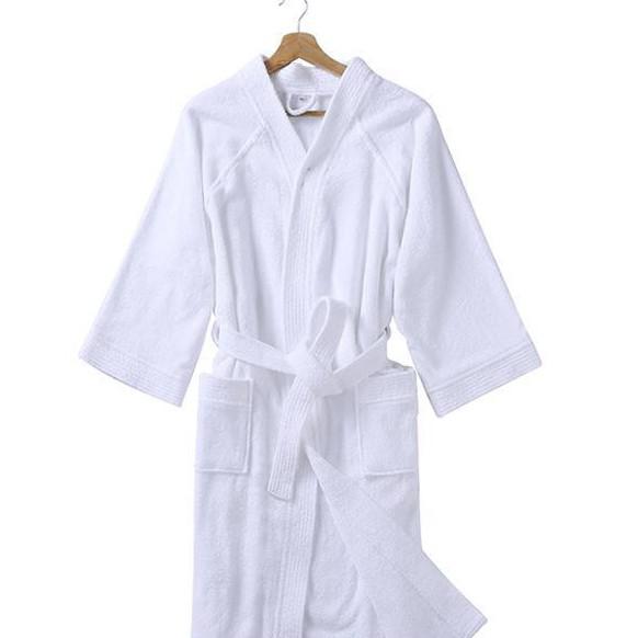 Katoenen Badstof Paar Gewaad Kimono Badjas Gown Losse Ongedwongen Nachtkleding Nachtjapon Witte Lange Mouw Nachtkleding Vrouwen Homewear: White / L