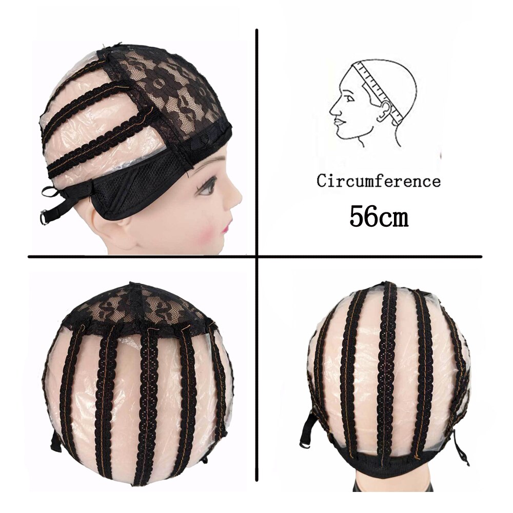 Rose Lace Wig Cap for Making Wigs 56cm With Adjustable Straps Stretch Weaving Cap 1pcs/lot Black Dome Cap Hair Nets: 002