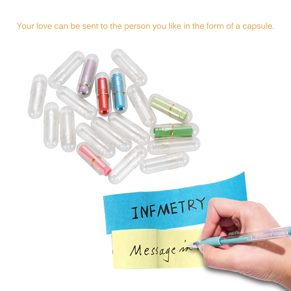 50pcs Cute Message In A Bottle Message Capsule Letter Love Pill Full Clear Wish Bottle Paper Scrip Storage