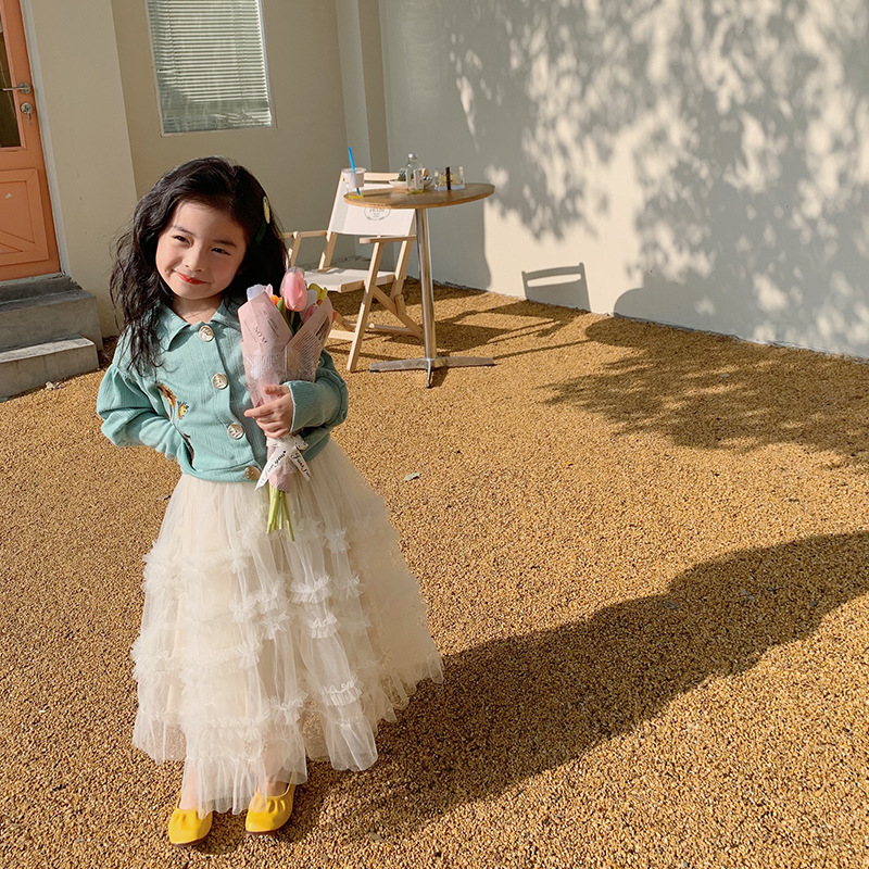 Vestido de baile hasta el tobillo para niñas de 3 a 11 años, faldas de línea a de Color sólido, malla de princesa, ropa para niños Hc53