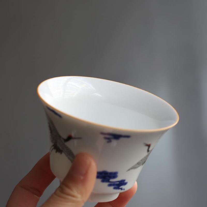 Gaiwan bol à thé chinois en céramique, porcelaine bleue et blanche de 110ml service à thé Kung Fu, théière à thé, vaisselle, décor de grue
