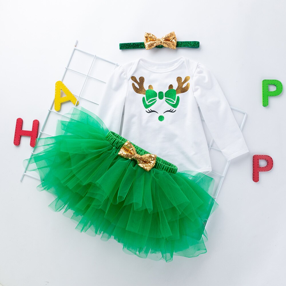 Meisje Kerst Rok Elanden Lange Mouw Meisje Rok Baby Meisje Kostuum Mooie Rode Princess Kleding Baby Tutu