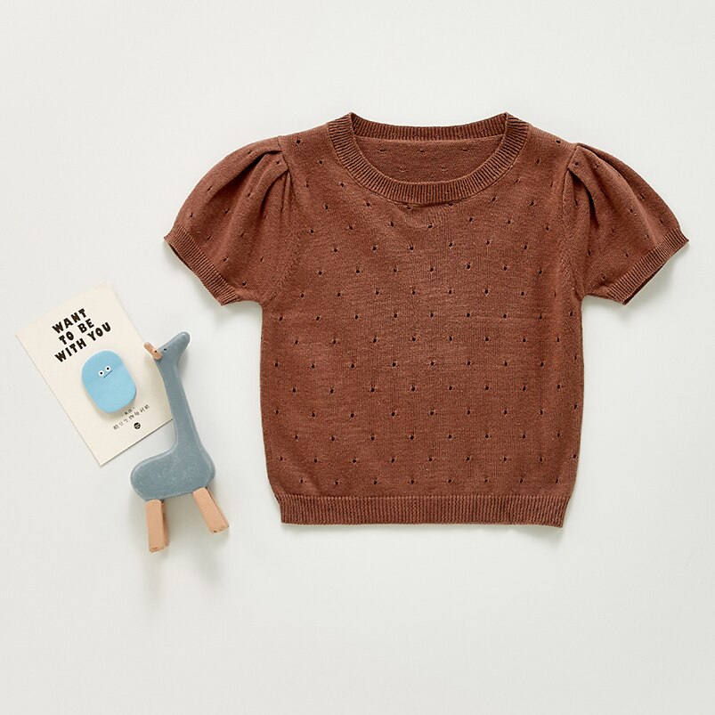 Camisa macia respirável de algodão para bebês, camisa de verão com manga curta de malha de algodão para crianças pequenas, roupas infantis: coffee / 0-3 Months