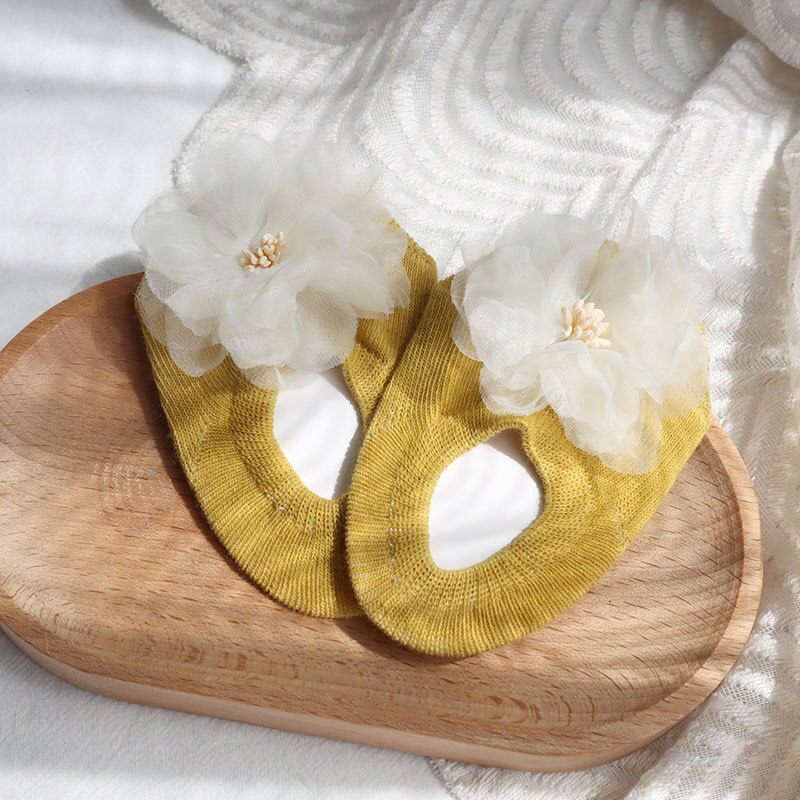 Cute 3D Flower Baby Socks Spring Summer Infant Baby Floor Socks Soft Cotton Anti-Slip Boat Socks for Princess Girls Accessories