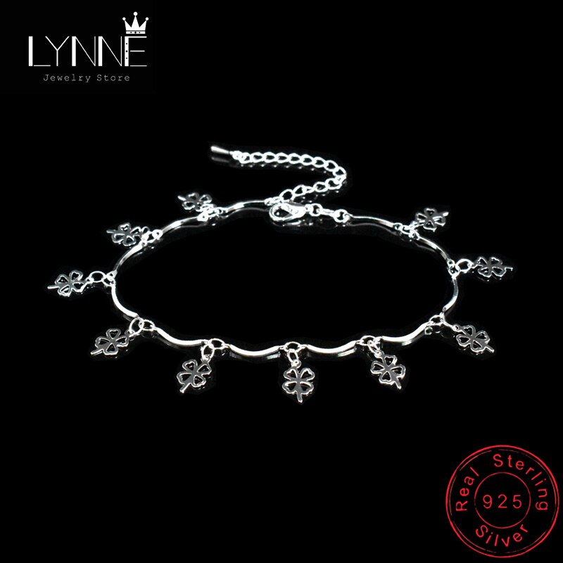 Mode Lucky Clover &amp; Leaf Hanger Enkelbanden 925 Sterling Zilveren Bohemen Beach Charm Voet Ketting Armbanden Vrouwen Sieraden