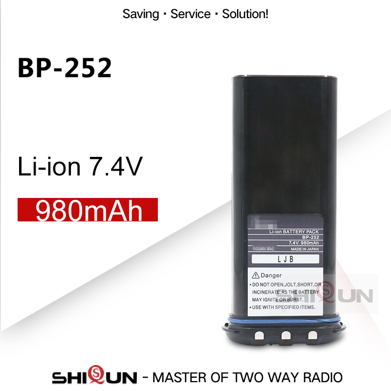 Li-ion 7.4V 980mAh Battery Compatible ICOM BP252 M33 M34 M36 Replace BP241 Radio BP-252 Battery Li-thium Charger BC-173 Optional: Red