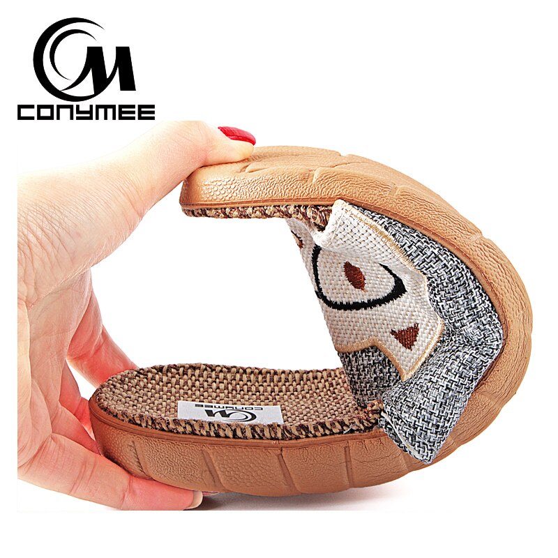 Conymee lin tofflor sommar män skor zapatos hombre inomhus hem toffel sandalias strand sandaler manliga flip flops