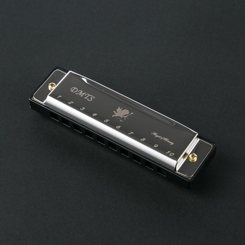 OEING Chromatic Harmonica - 10 Holes, 25 Keys, C Tone, Phosphor Bronze Reeds, Resin Body: Silvery