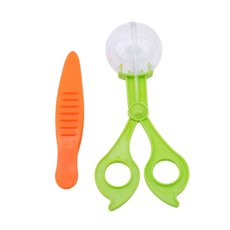 Nature Exploration Kit Kids Plant Insect Study Tool - Plastic Scissor Clamp Tweezers Inset Round Head Scissors Clamp Toy: Default Title