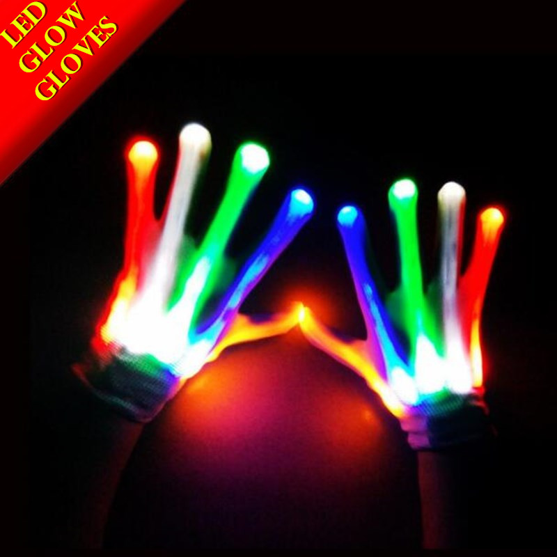 5 pairs Halloween Cosplay Rave LED Lichtgevende Handschoenen Kleurrijke Licht Gebreide Handschoenen Vinger Glowing Knippert Unisex Skelet Handschoenen