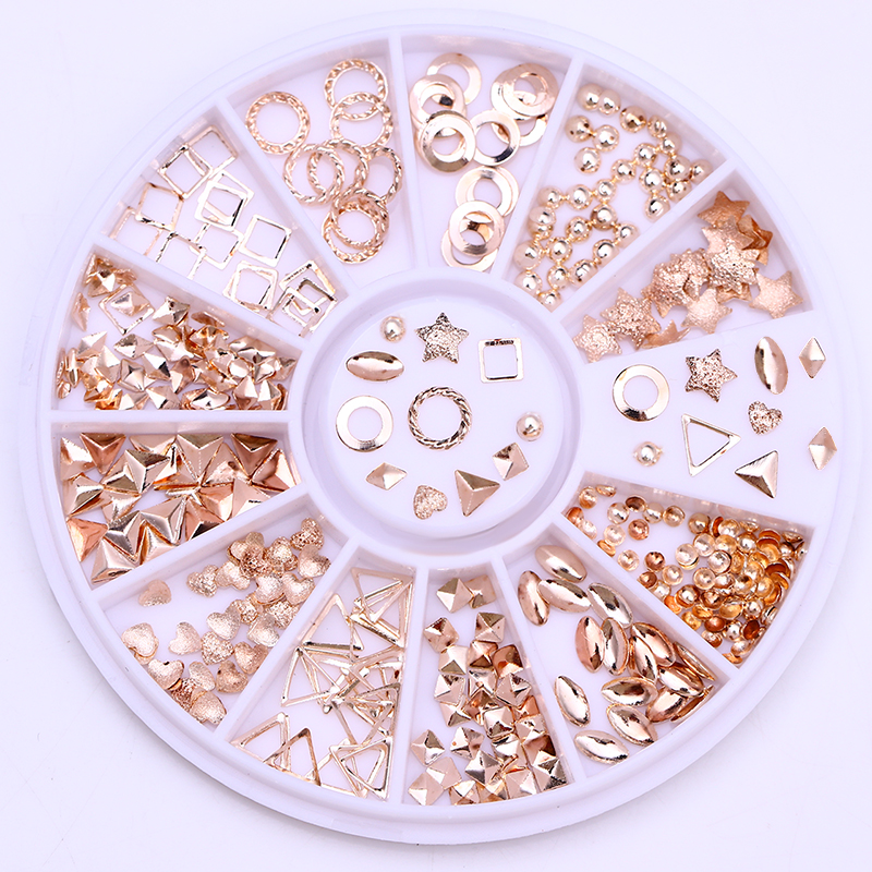 Geometrie Nagel Nieten Niet Rose Gold Quadrat Sterne gemischt Nagel Kunst 3D Dekoration in Rad Nagel Kunst Zubehör Werkzeug