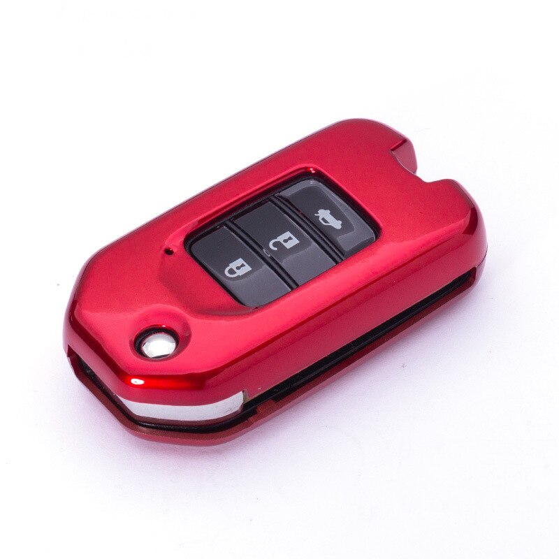 ABS Car Flip Key Cover Case For Honda Civic CR-V HR-V XRV Jazz Greiz Creed Odyssey Auto Key Protection Accessories: F-red