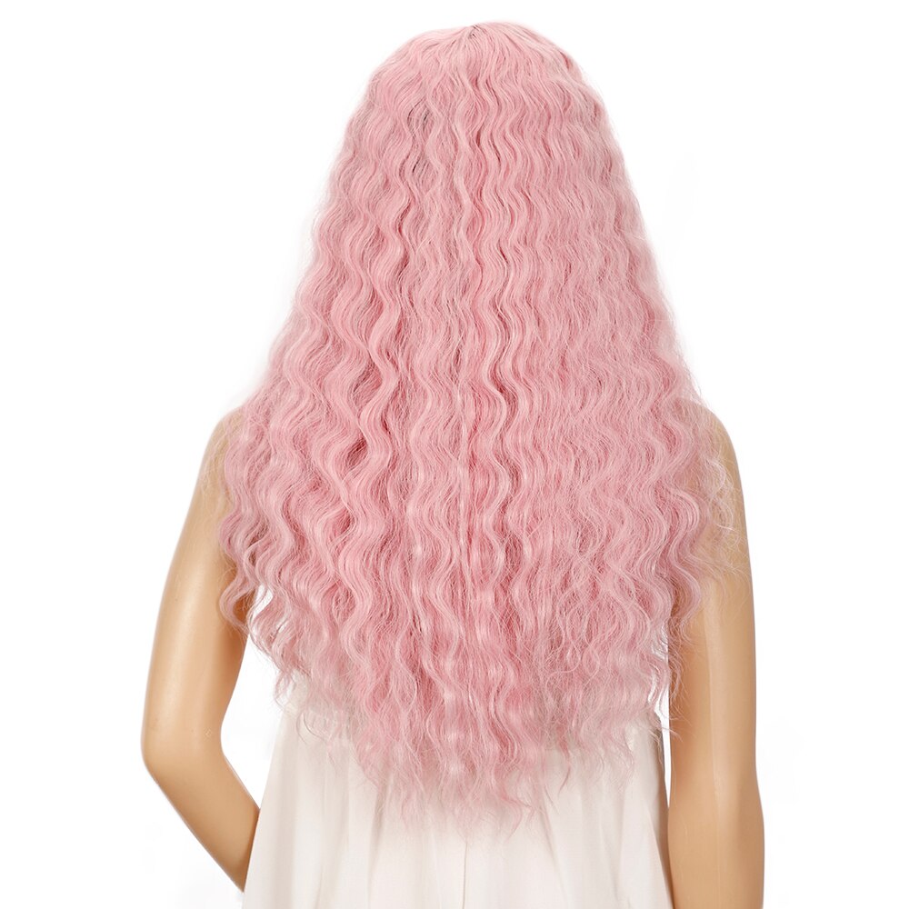 Synthetische Pruik Met Pony Cosplay Pruik Natuurlijke Golvend Womens Pruik Gekleurde Ombre Blonde Pruiken Voor Zwarte Vrouwen Synthetische Pruik: PINK15