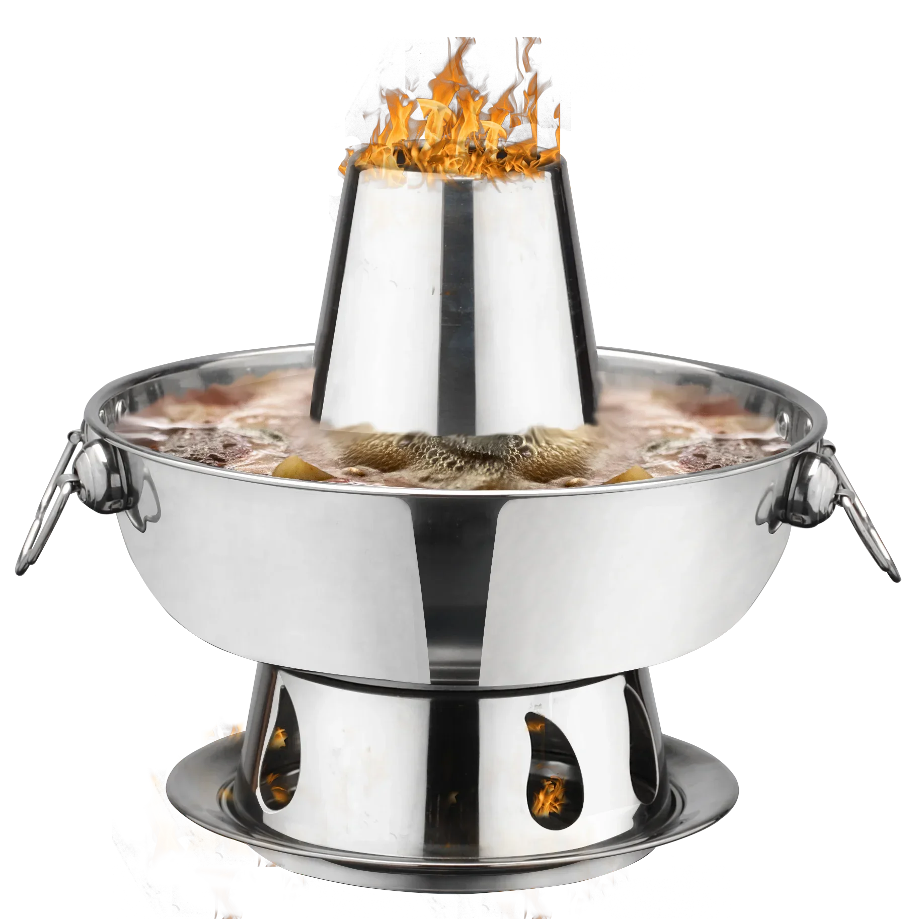 1,8 liter roestvrijstalen hete pot, Chinese fondue lam Chinese houtskool hotpot buitenfornuis picknickfornuis