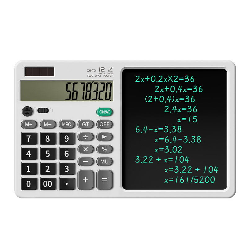 Calculadora científica con tableta de dibujo y escritura, calculadora portátil con pantalla LCD de 12 dígitos para estudio de matemáticas, notas de borrador de oficina: YELLOW