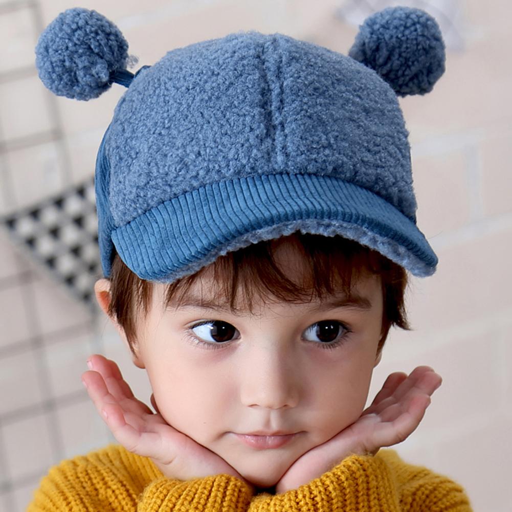 JOCESTYLE Baby Solid Color Baseball Caps Children Autumn Winter Fleece Snapback Hats