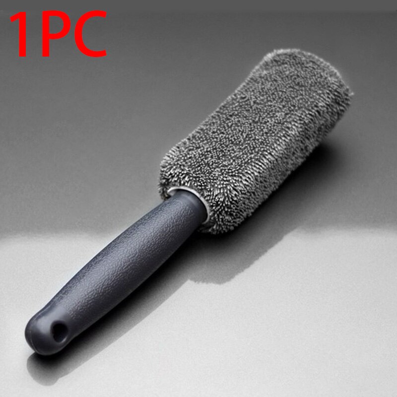 Brosse de nettoyage de voiture, éponge pour le lavage des jantes de voiture, brosse pour nettoyer les jantes de pneus en microfibre, avec poignée courte extérieure: 1pc brush