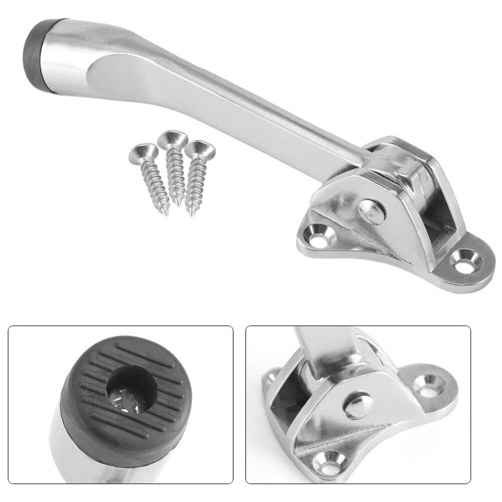 Zinc Alloy Door Stop Stopper Rubber Feet Kick Down Door Holder Catch Floor Fitting W/ Screws Door Mounted Stopper