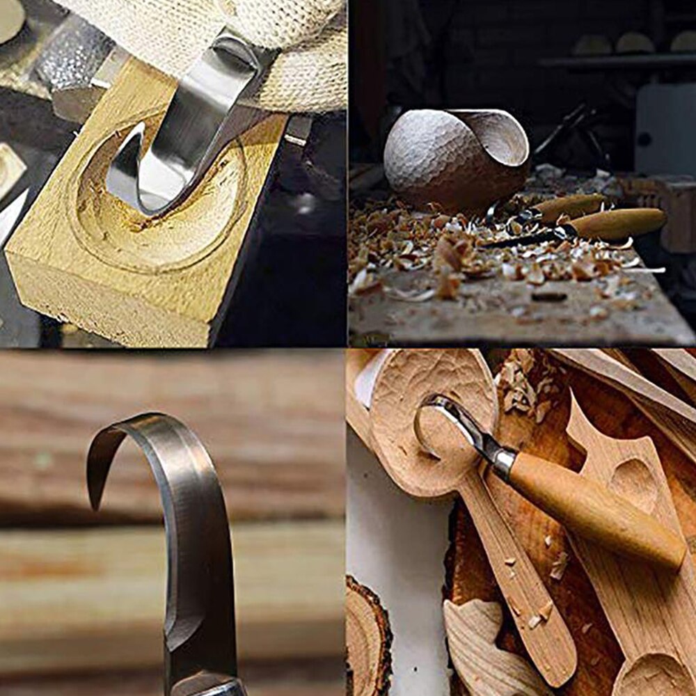 2Pcs/Set Spoon Carving Cutters Woodworking Sculptural Hand Chisel Woodcut Tools Sculptural Woodcut Tools