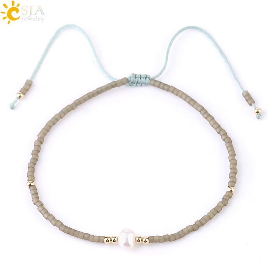 CSJA, Pulseras Miyuki de verano para Mujer, Pulseras para Mujer, , cuentas de perla Delica, joyería de mano, pulsera chapada en Color Metal S337: N