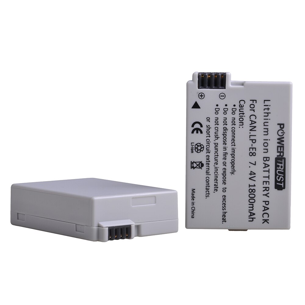 PowerTrust LP-E8 LPE8 LP E8 Batterie pour Appareil Photo Canon EOS 550D 600D 650D 700D baiser X4 X5 X6i X7i Rebelles T2i T3i T4i T5i: 2Battery