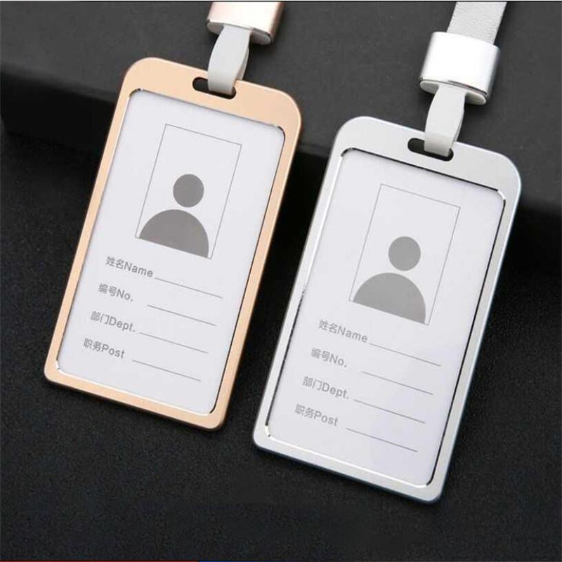 1Pc Aluminium Werk Naam Kaarthouders Visitekaartje Werk Card Id Badge Lanyard Houder Verticale Metalen Id business Case