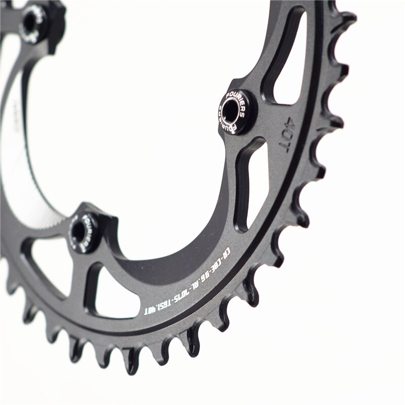 Fouriers mtb positivo e negativo rotonda dente piatto disco singolo mountainbike disco 94 96 104 120 bcd cykel kædehjul