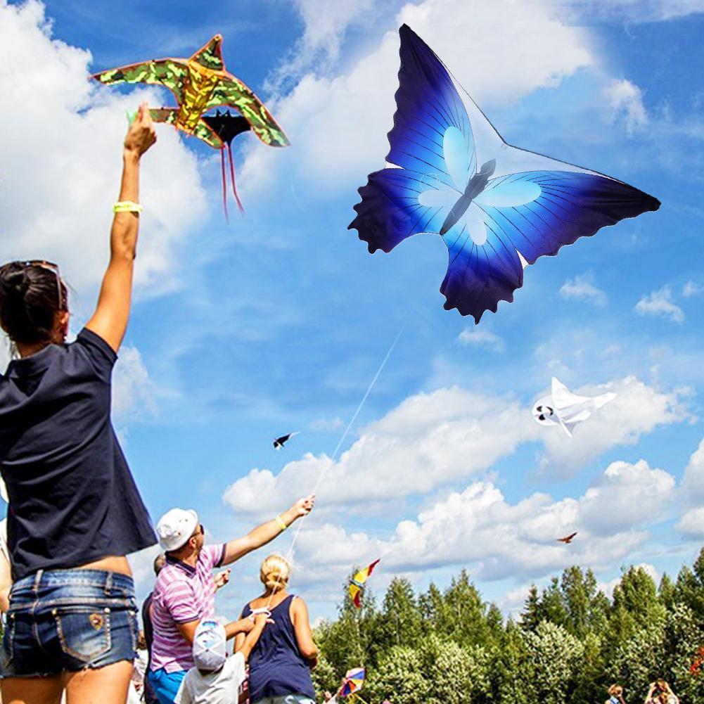 Kleurrijke Vlinder Hard-Gevleugelde Kite Nylon Outdoor Vliegende Speelgoed Blauwe Vlinder Kite En 30M Kite Lijn Voor kinderen Outdoor