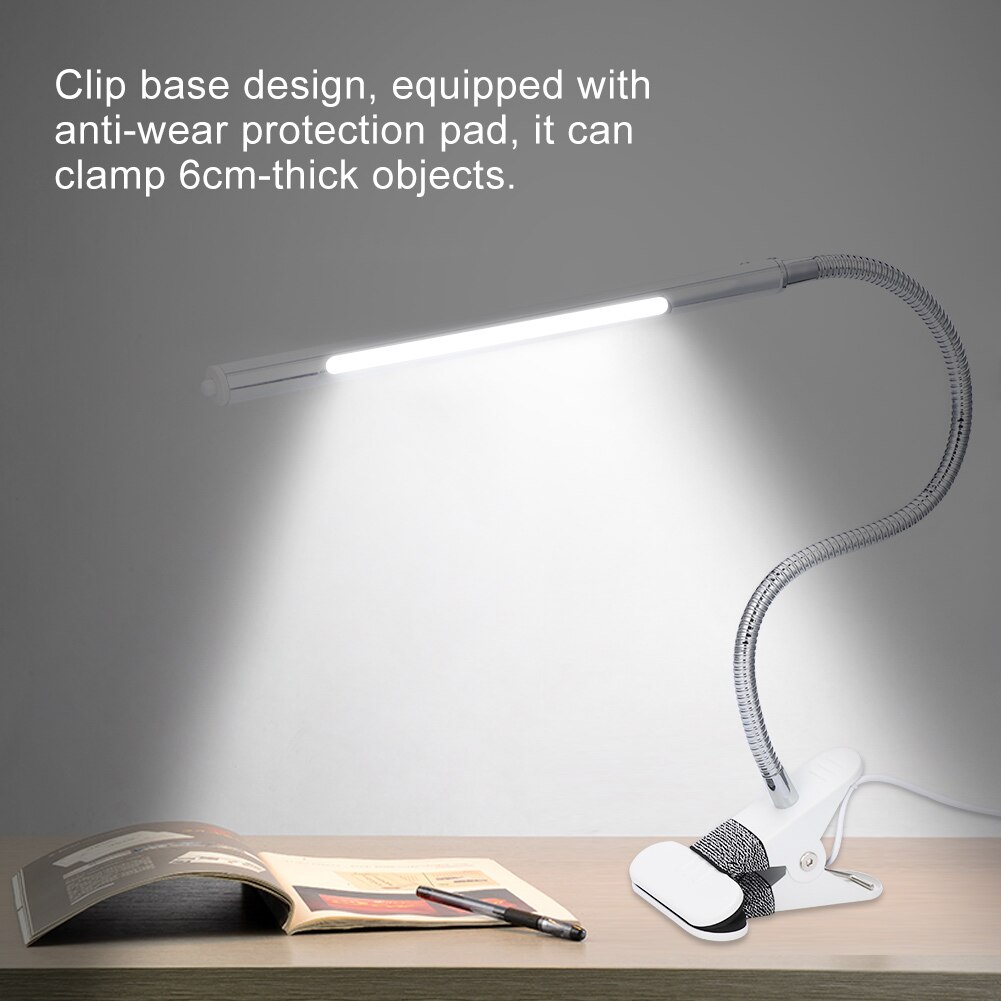 LED Desk Lamp Flexible Reading Eye Protection Table Lamp Metal Hose Lamp with Clip USB Interface Tattoo accesorie