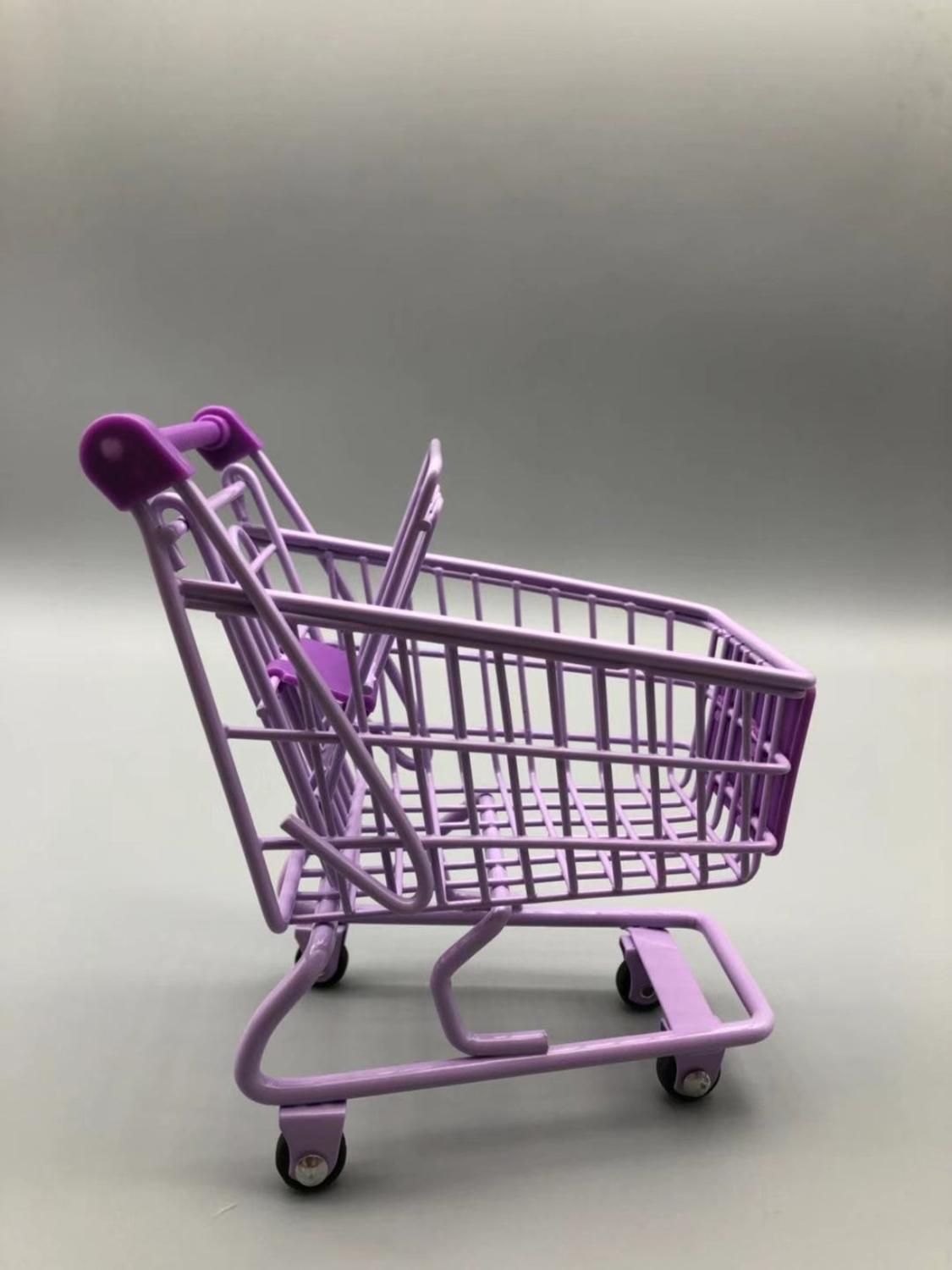 Mini Shopping Handcart Mode Supermarket Toy Holder gadget storage Shopping Trolley Cute: M / Purple