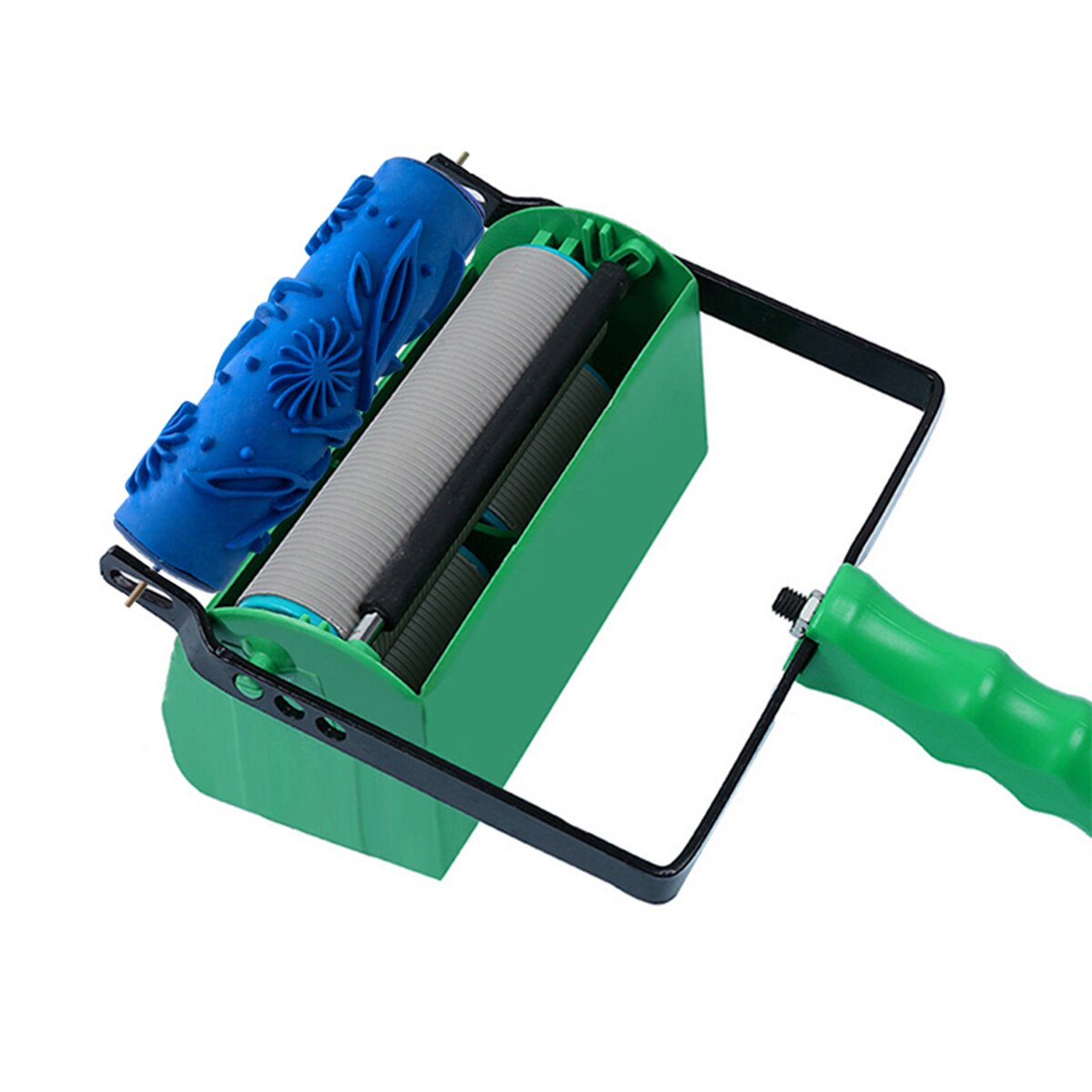 Embossed Paint Roller Patterned Rubber Roller Wall Texture Stencil Brush Wall Painting Tool Leaf Wood Grain Roller Soft Rubber