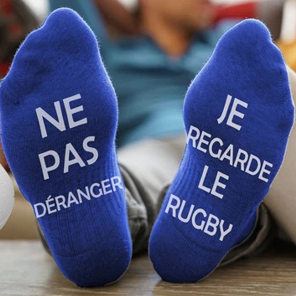 Sports sokker mænd kvinder nyhed sjove bomulds sokker forstyrrer ikke jeg ser rugby 1 par åndbar sok: Blå 1
