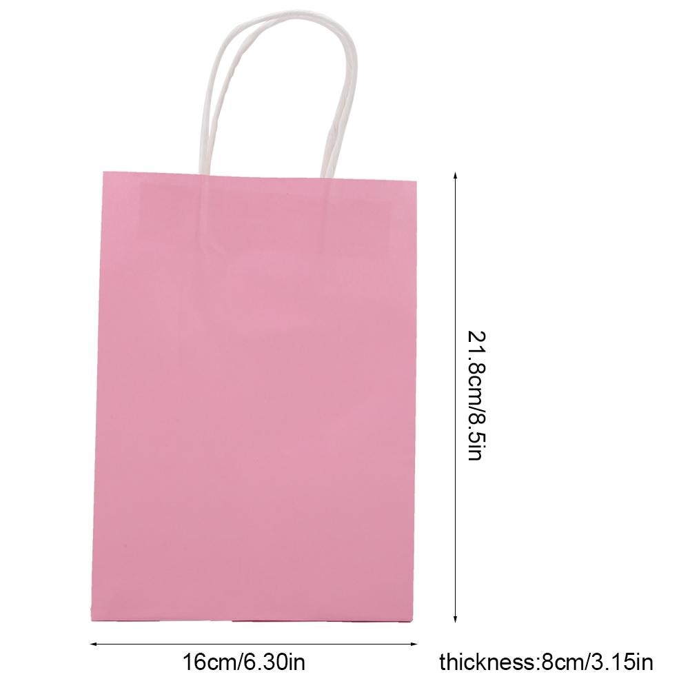 25 Stks/pak Bag Kraft Verpakking Handvat Papier Opbergtas Voor Bruiloft Snoep Gunst Tas Met Handvat Verpakking Bag kerst: Roze