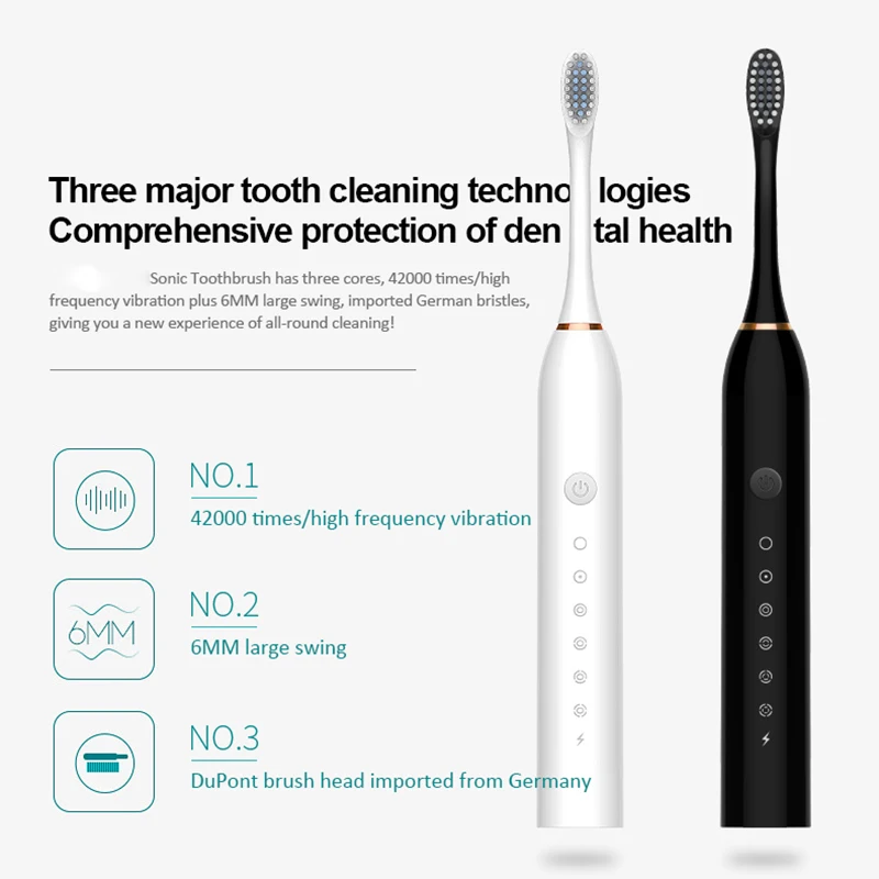 Xiaomi Mijia Electric Toothbrush Rechargeable USB 6 Mode Sonic Toothbrush IPX7 Waterproof Travel Box Holder replacement head