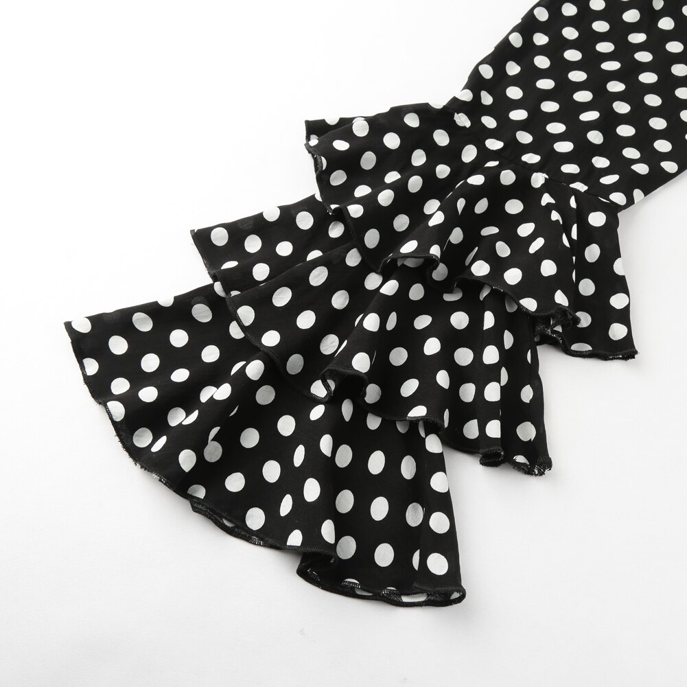 Túnicas 3XL 4XL 5XL de talla grande, camisa informal para mujer, blusas de lunares con volantes, blusas de manga larga con cuello redondo, blusas elegantes de oficina para mujer