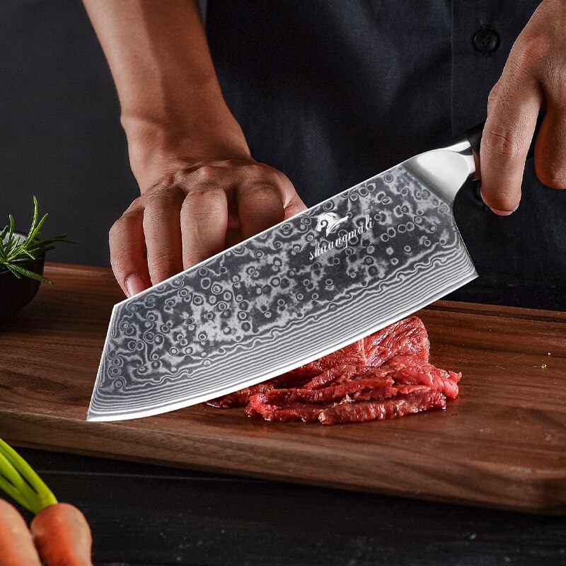 Shuangmali 8 Inch Chinese Chef Knife VG10 Damascus Steel Slicing Knives Sharp Cutting Tools Vegetable Cleaver Knife