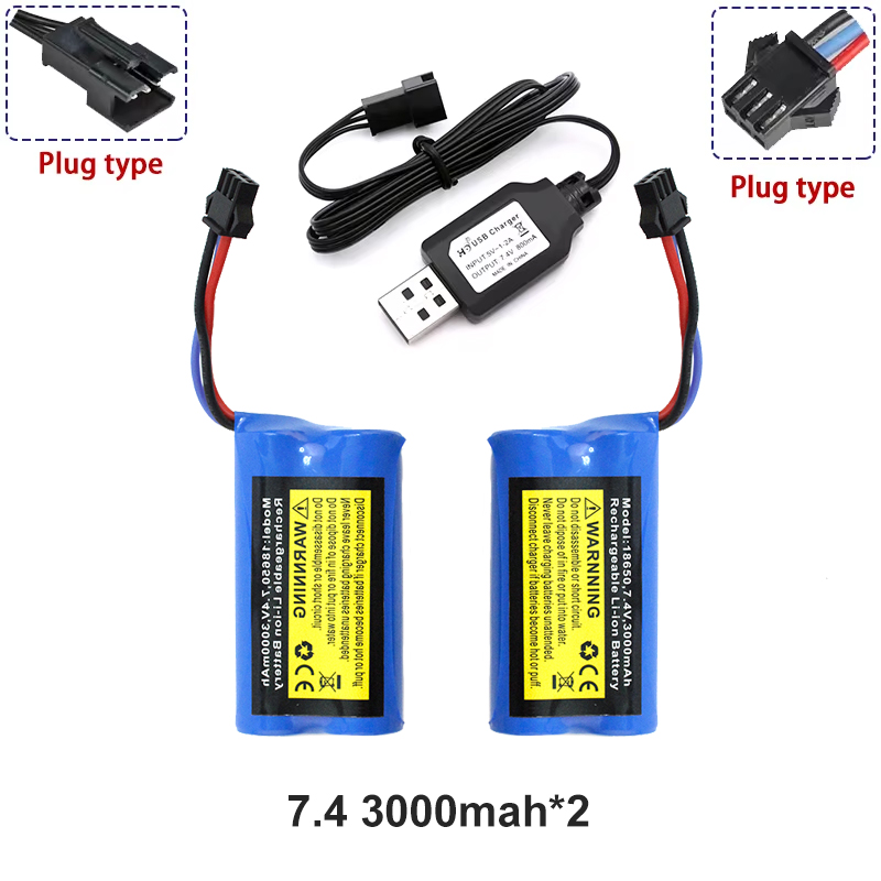 7.4V 3000mah Battery Charger MN82 Remote Control Car Battery MN128 MN78 LC79 for MN168 MN99S MN98 RC Stunt Car SM3P