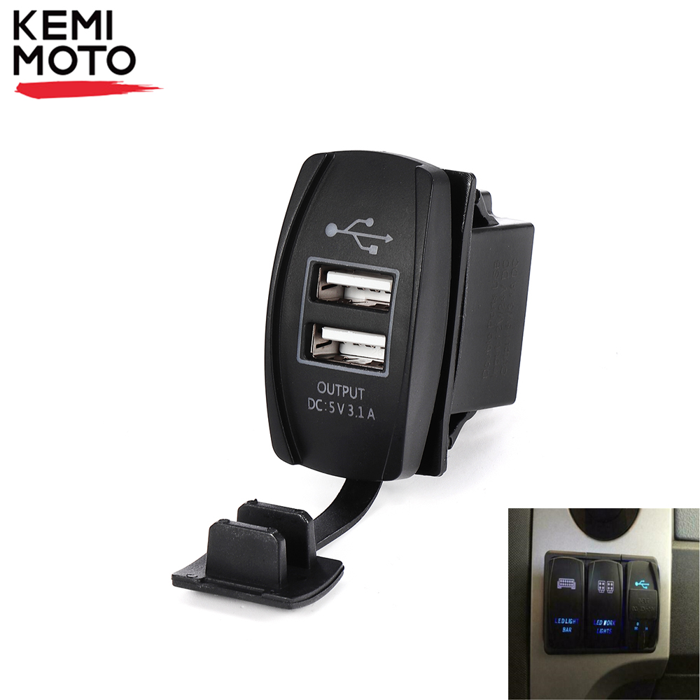 12V & 24V ATV USB Charger Backlit Rocker Switch for Can am for John Deer for Polaris RZR 900 800 1000 Motorcycle Charging