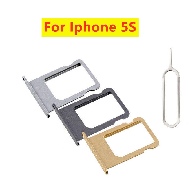 Gold Grey For iPhone 5 5S 5c Silver Nano Sim Card Tray Adapter Slot Holder Replacement Part with Eject Pin