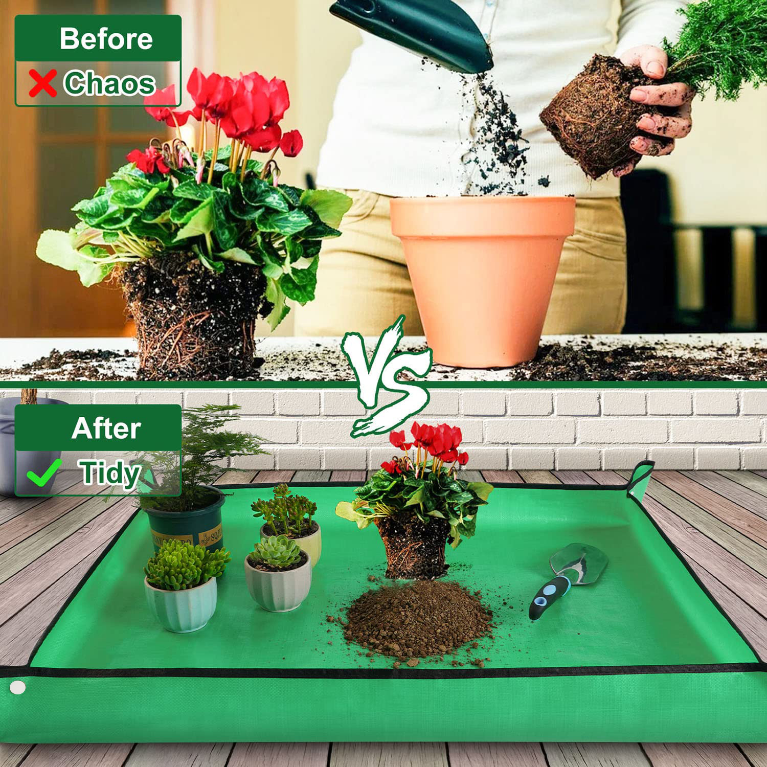 Plant Gardening Tray Mat PE Repotting Thickened Foldable Waterproof Plants Portable Potting Soil Anti-dirty Transplanting Tarp