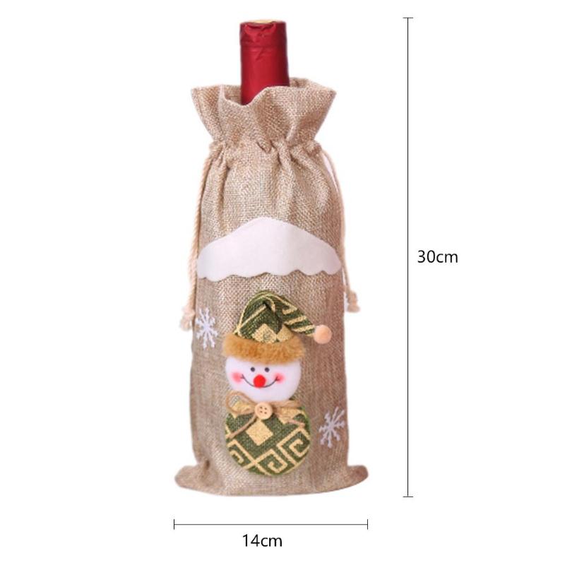 Tegneserie rødvin flaske dækning julemanden snemand elg vinposer juledekoration brugt til vinduesdisker fotografiske rekvisitter: Sne mand b