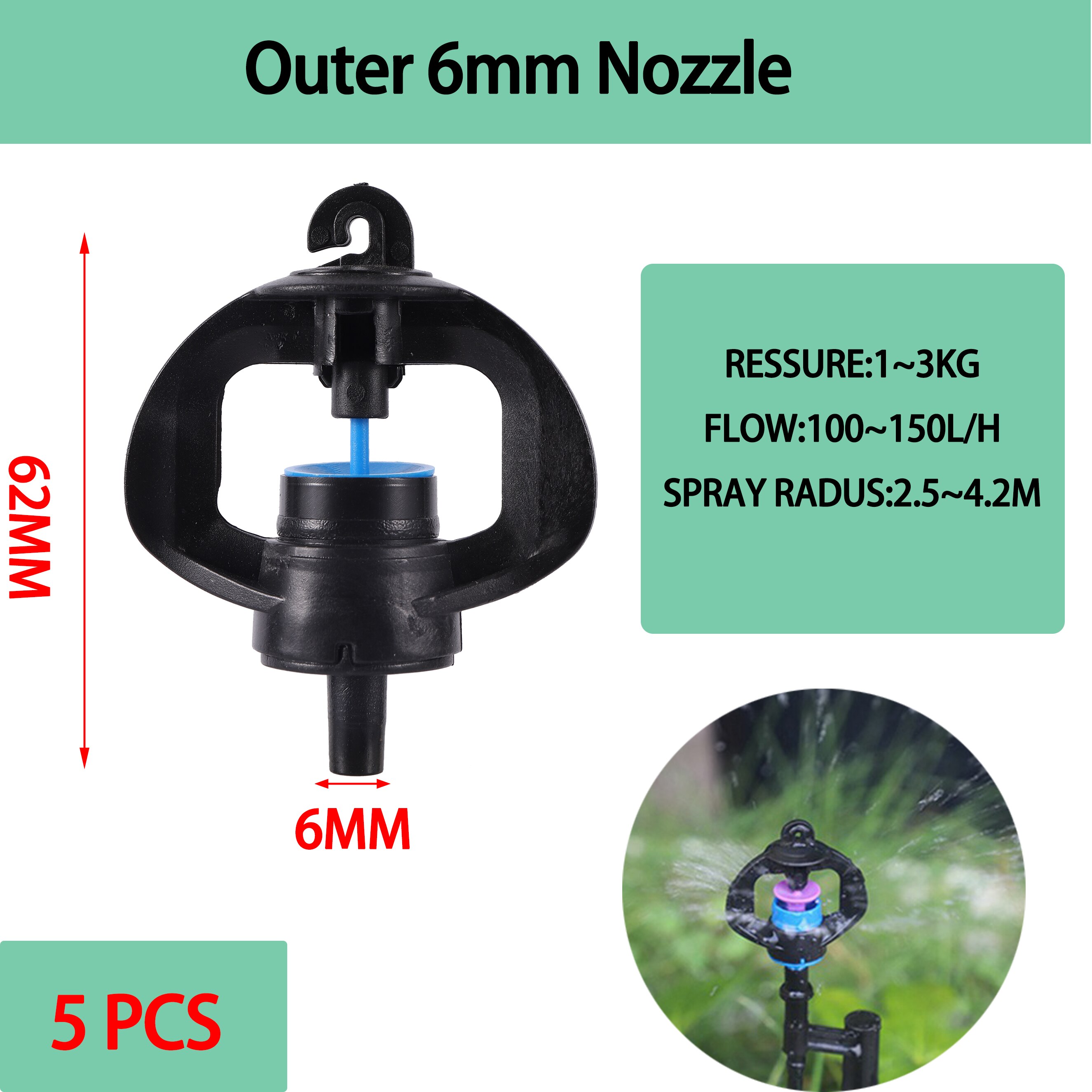 6mm Rotary Sprinkler Garden 360 Degree Rotary Hanging Atomizing Nozzle Watering Anti-Drip Anti-Leak Drip Irrigation Accessories: Navy Blue