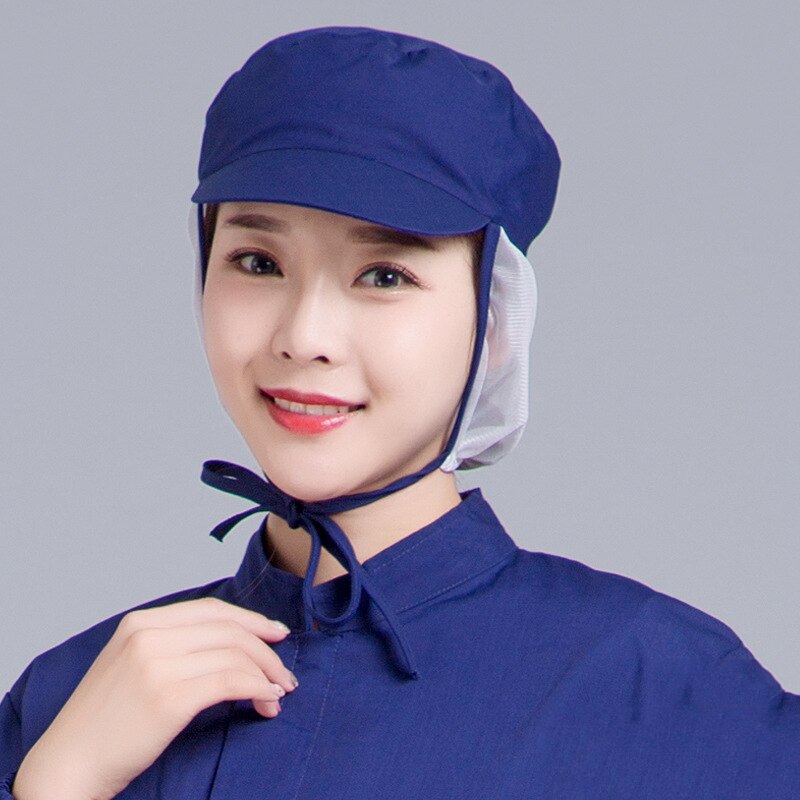 Unisex Mesh Visors Caps Kitchen Restaurant Bakery Waiter Chef Work Wear Hat Men Women Breathable Factory Workshop Caps: Navy blue