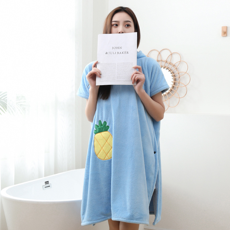 Bata de baño de microfibra para mujer, Toalla de baño suave para adultos, Textiles para el Hogar, baño y Sauna: blue